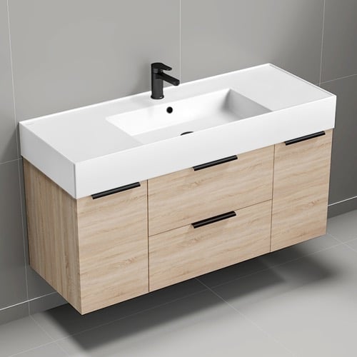 48 Inch Bathroom Vanity, Floating, Brown Oak Nameeks DERIN531